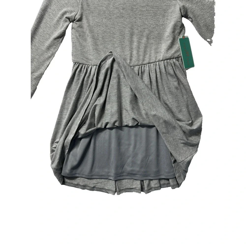 NWT!  Girl's Medium Copper Key Gray Silver Glitter A Line Knit Dress